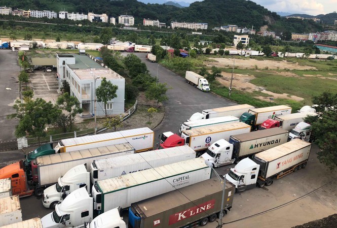Hàng trăm xe container thường ùn ứ tại Cửa khẩu Quốc tế đường bộ số II Kim Thành mỗi khi chờ Hải quan Trung Quốc giải quyết thủ tục nhập khẩu. .