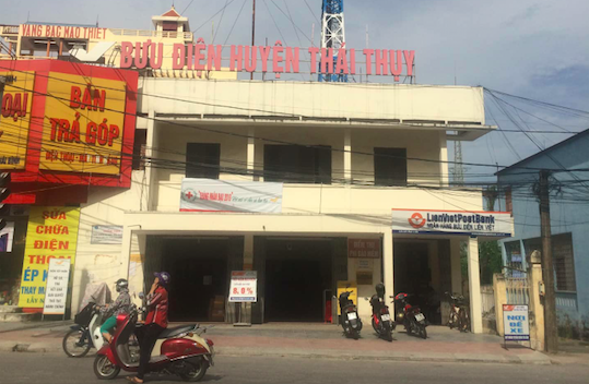 Bưu điện huyện Thái Thuỵ, nơi 7 khách hàng bị chiếm đoạt 8,6 tỷ đồng - Ảnh: Hoàng Long
