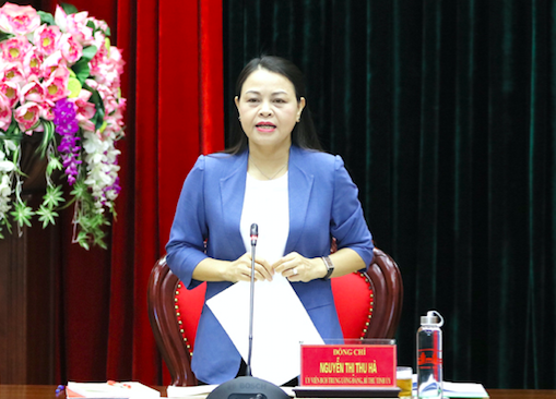 Bà Nguyễn Thị Thu Hà, Uỷ viên TƯ Đảng, Bí thư Tỉnh uỷ khoá XXI, được giới thiệu tái cử khoá XXII - Ảnh: Hoàng Long.