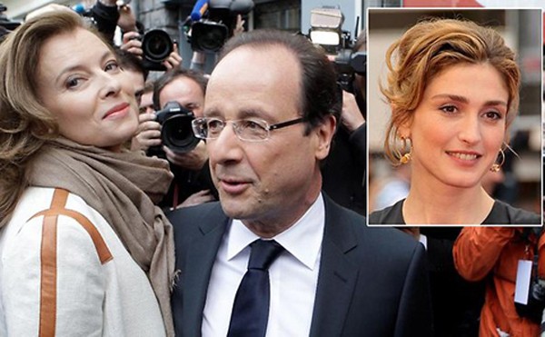 Ông Hollande, đệ nhất phu nhân Trierweiler và người tình mới, nữ diễn viên Gayet (ảnh nhỏ)