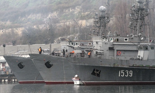 Các tàu chiến của Hạm đội Biển Đen, Nga, tại quân cảng ở Crimea.