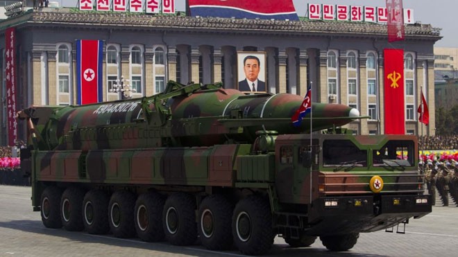  Tên lửa đạn đạo của Triều Tiên được cho có thể vươn tới lãnh thổ Mỹ. Ảnh: KCNA