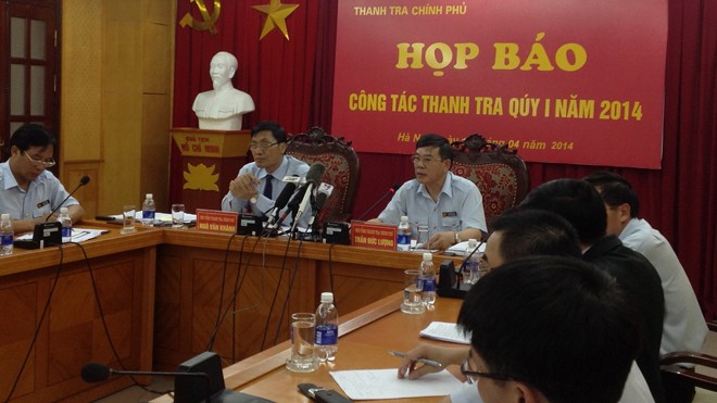 Hai Phó tổng TTCP Ngô Văn Khánh, Trần Đức Lượng tại buổi họp báo