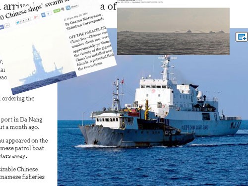 Các hình ảnh của phóng viên quốc tế mô tả sự hung hăng của tàu Trung Quốc và tình hình căng thẳng trên biển. Ảnh: chụp từ website
