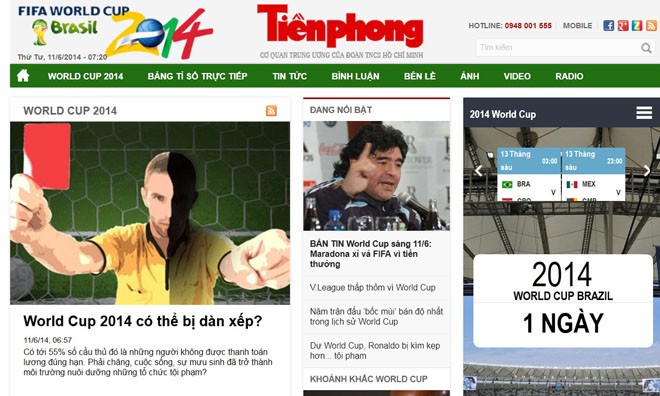 Cùng Tiền Phong đồng hành World Cup