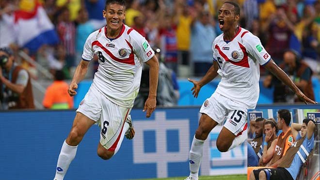 Luis Suarez thất thần trước vũ điệu Costa Rica khi thất bại ở trận ra quân đẩy Uruguay vào cuộc chiến một mất một còn với tuyển Anh. ảnh: Getty Images