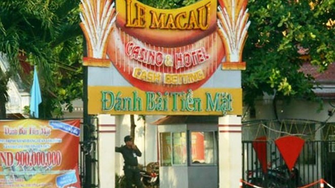 Cổng casino Le Macau đìu hiu vắng vẻ.