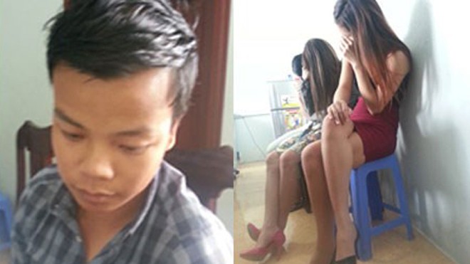 Tú ông Nghiêm Quang Đạo và gái bán dâm khi bị bắt.