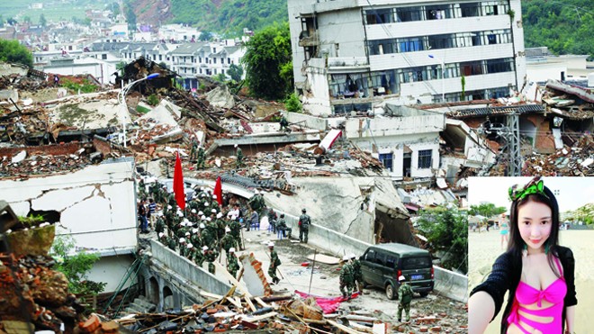 Ước tính hơn 1 triệu người bị ảnh hưởng bởi trận động đất ở Vân Nam hôm 3/8 (ảnh nhỏ: Hotgirl Quách Mỹ Mỹ). Ảnh: Xinhua - Weibo 