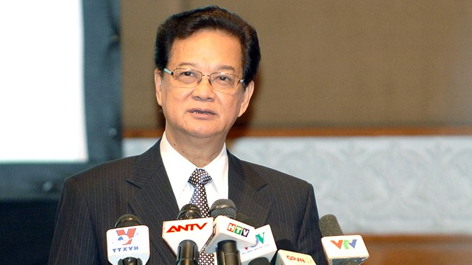 Thủ tướng Nguyễn Tấn Dũng phát biểu tại Hội nghị. Ảnh: Như Ý 