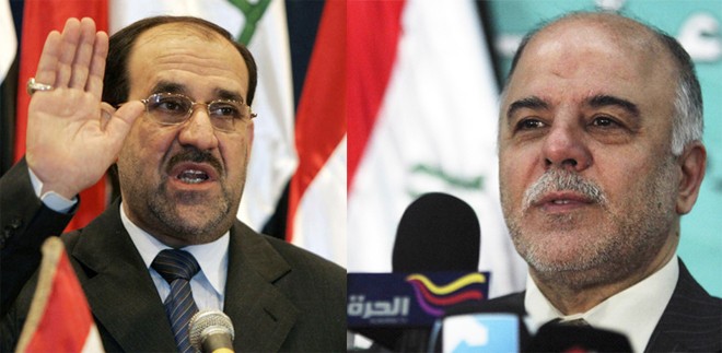 Ông Nuri al-Maliki (trái) và ông Haider al-Abadi. Ảnh: AP - Getty Images 