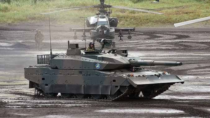 Xe tăng Type 10 tối tân của Nhật Bản tham gia diễn tập. Ảnh: Getty Images 
