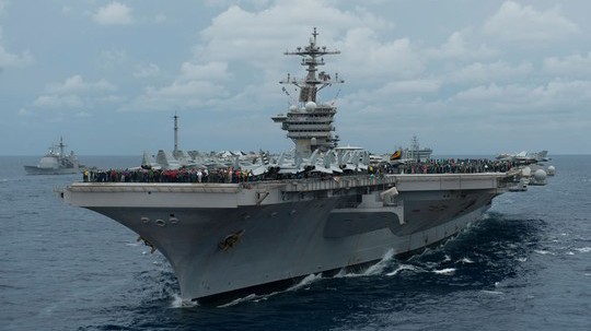 Nhóm tàu sân bay do tàu USS Carl Vinson dẫn đầu hướng tới Thái Bình Dương. Ảnh: Aviationwa.org.au 