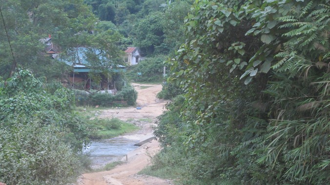 Đường vào trung tâm UBND xã Tam Hợp cách địa điểm khai thác gỗ hơn 2 km