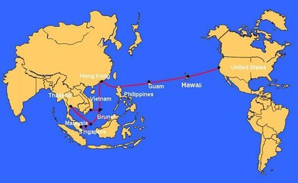 Tuyến cáp quang quốc tế AAG đoạn S1I, gần vùng biển Hong Kong bị đứt vào ngày 15/9. 