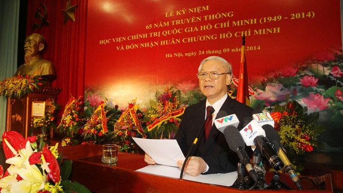 Tổng Bí thư Nguyễn Phú Trọng phát biểu tại lễ kỷ niệm. Ảnh: Trí Dũng