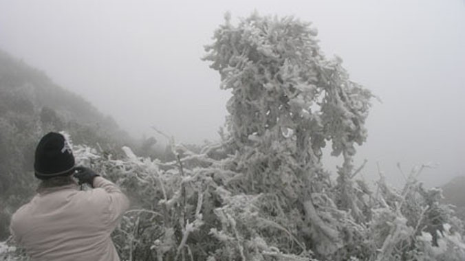 Băng tuyết lại xuất hiện trên núi cao Sa Pa