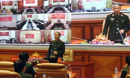 Thượng tướng Nguyễn Chí Vịnh tại hội nghị. Ảnh: QĐND. 