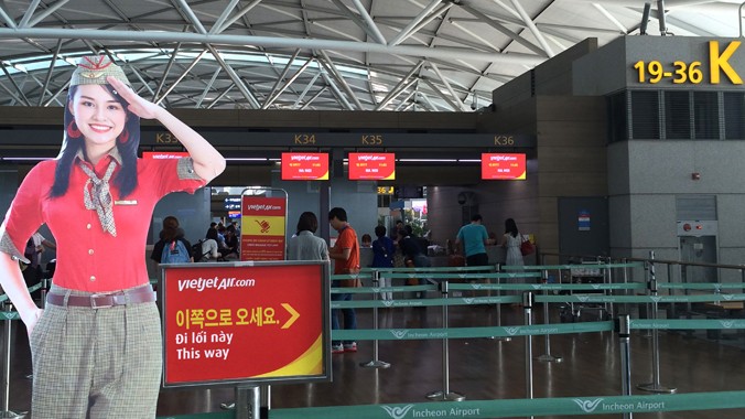 Hình ảnh Vietjet tại sân bay Incheon Hàn Quốc.