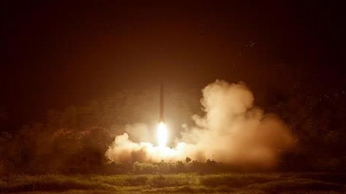 Một vụ bắn tên lửa của Triều Tiên vào tháng 7/2014. Ảnh: YonhapNews.
