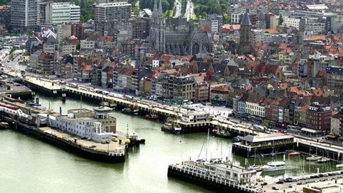 Vùng biển cảng Ostend – nơi phát hiện thùng hàng chứa ma túy.