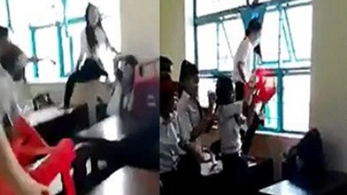 Nữ sinh bị đánh hội đồng ở Trà Vinh đang gây bức xúc dư luận. Ảnh cắt từ clip