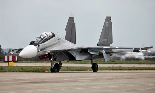 Một chiếc máy bay SU-30SM của Nga tại buổi trình diễn ở phi trường Ramenskoye gần Moscow ngày 29/8/2013.