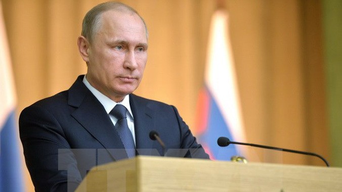 Tổng thống Nga Vladimir Putin phát biểu tại một hội nghị ở Moskva ngày 24/3. Nguồn: AFP/TTXVN.