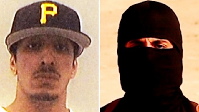 Bên trái là ảnh chụp Mohammed Emwazi vào thời đại học, trước khi hắn đến Syria và xuất hiện trong các video chặt đầu con tin của IS.