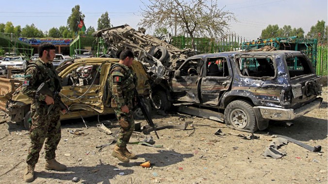 Hiện trường vụ đánh bom tại Jalalabad. Ảnh: Timesofoman.