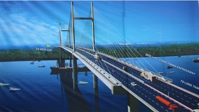 Phối cảnh dự án cầu cáp Phước Khánh trên đường cao tốc Bến Lức - Long Thành.