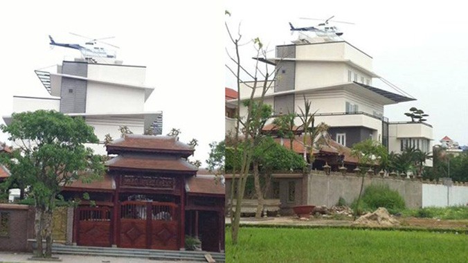 Xôn xao bức ảnh 'trực thăng' đậu trên nóc nhà đại gia Việt