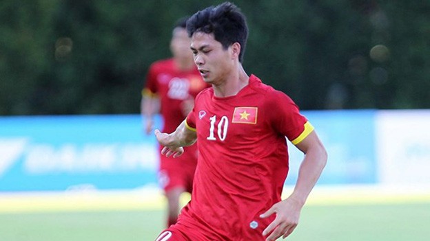 Công Phượng trong trận U23 Việt Nam thắng U23 Brunei 6-0. Ảnh: Quốc Khánh/TTXVN.