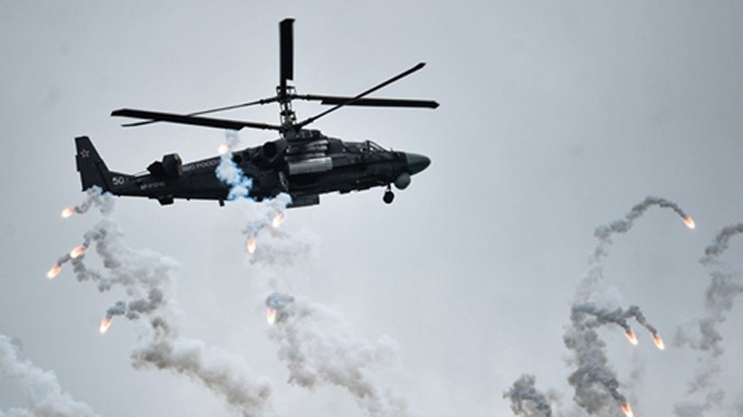 Trực thăng Ka 52 "Alligator" tham gia tranh tài gần thành phố Voronezh. Ảnh: RIA Novosti.