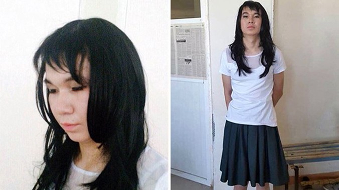 Ayan Zhademov bị bắt và phạt tiền vì tội dám cải trang bạn gái để đi thi đại học hộ. Ảnh: CEN