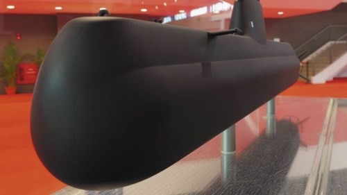 Mô hình tàu ngầm Type 218SG được TKMS trưng bày tại triển lãm quốc phòng IMDEX 2015.