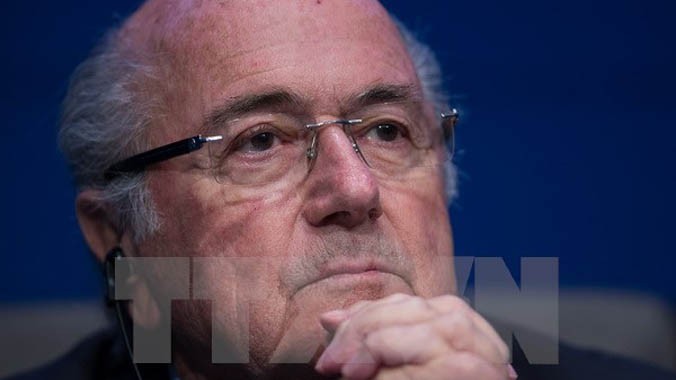 Chủ tịch FIFA Sepp Blatter trong cuộc họp báo tại trụ sở Liên đoàn bóng đá ở Zurich ngày 2/6. Nguồn: AFP/TTXVN.