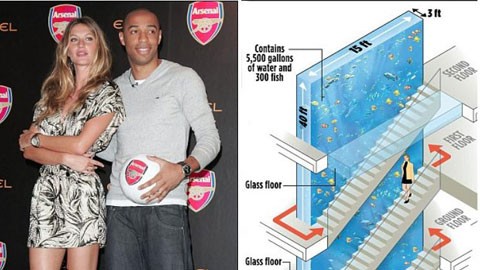 Thierry Henry chơi trội với bể cá cao 12m.