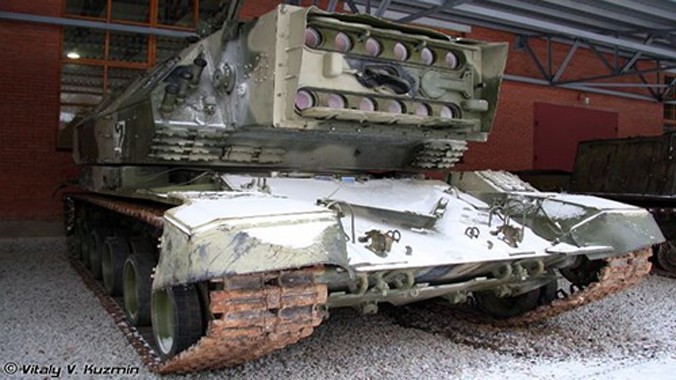Hệ thống vũ khí bắn laser 1K17 được phát triển từ thời Liên Xô đang ở trong Bảo tàng kỹ thuật quân sự Nga.