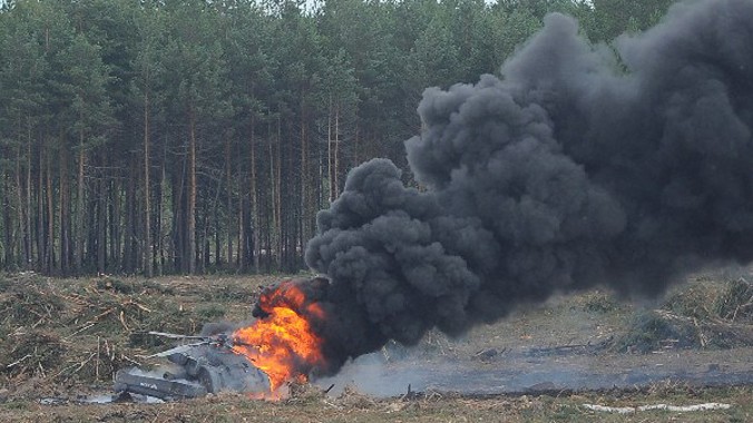 Trực thăng tấn công Mi-28N thuộc phi đội bay Không quân Nga gặp nạn khi đang phô diễn uy lực trước các đối thủ trên không. 