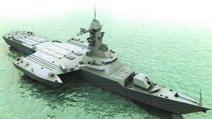 Thiết kế tàu hộ vệ ba thân “Rusich-2400” do Cục thiết kế Zelenodolsk của Nga phát triển. 