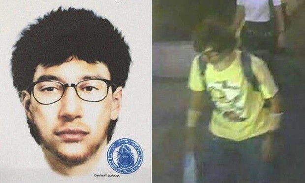 Ảnh phác họa chân dung nghi phạm (trái) và hình nghi phạm được cắt từ video quay được thông qua camera giám sát tại hiện trường. Ảnh: BKP.