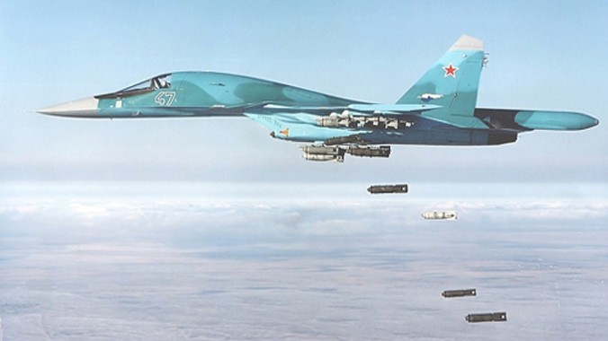 Máy bay Su-34 của Nga thả bom. Ảnh: RT.