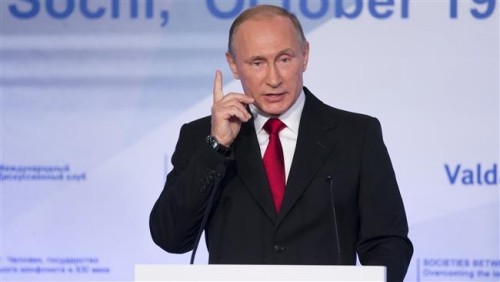 Ông Putin phát biểu tại phiên khai mạc Câu lạc bộ thảo luận quốc tế Valdai ở Sochi. Ảnh: Reuters.