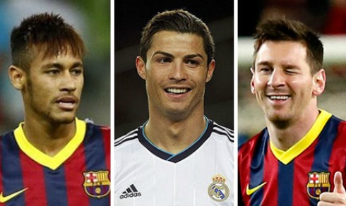Neymar, Ronaldo và Messi là ba cái tên cuối cùng tranh Quả bóng vàng 2015. Ảnh: Reuters.