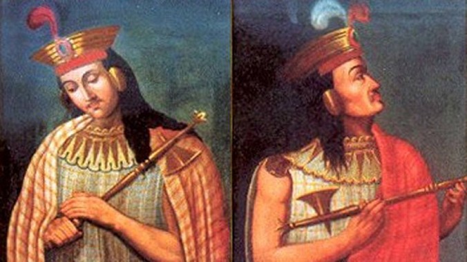 Hình ảnh Huáscar (trái) và Atahualpa (phải) trên con tem của Peru phát hành năm 2004. Ảnh: Stamp Peru.