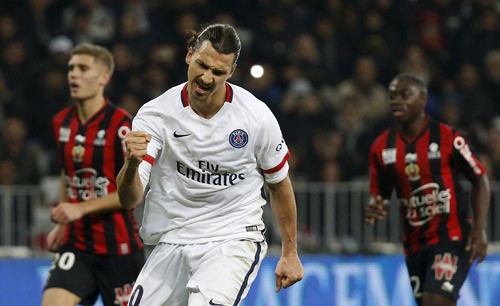 Ibrahimovic đạt hiệu suất khủng tại Ligue I mùa này với 12 bàn sau 11 trận cho PSG. Ảnh: Reuters.