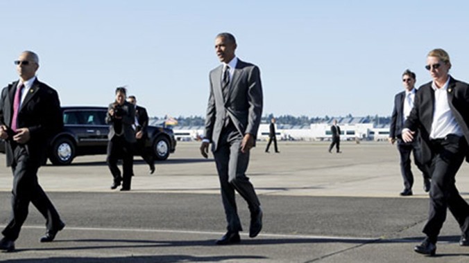 Nhân viên mật vụ Mỹ bảo vệ Tổng thống Barack Obama.