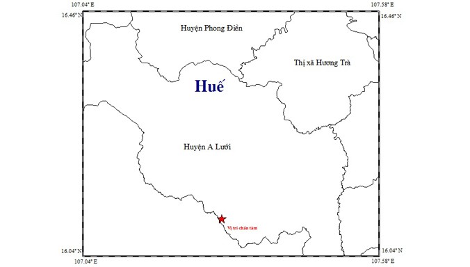 Trận động đất lần thứ 5 trong tháng 12/2015 tại Huế (ảnh: nguồn từ Viện Vật lý Địa cầu)
