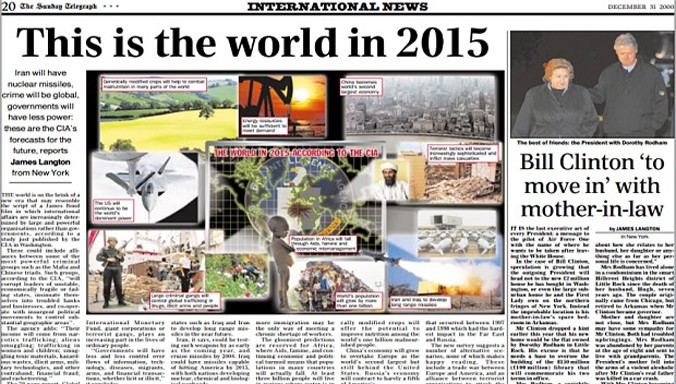 CIA dự báo về viễn cảnh thế giới năm 2015. Ảnh: Telegraph.